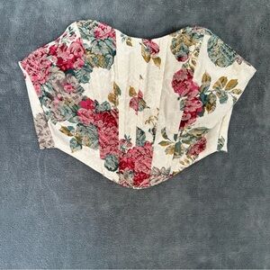 Renaissance Coquette Cottagecore Romantic Floral Cropped Corset Bustier size L